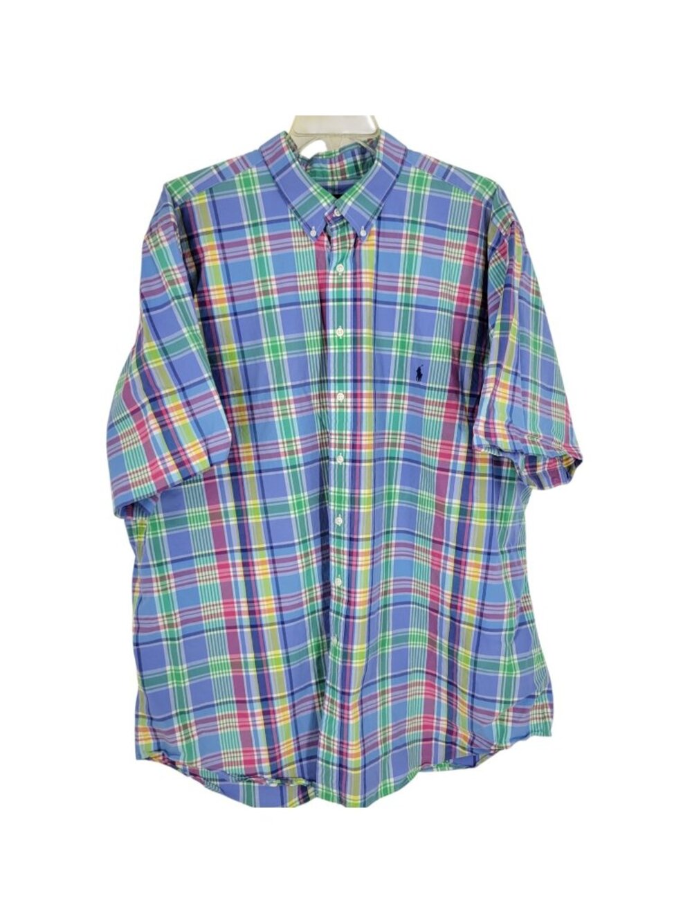 Ralph Lauren Shirt 3XLT Madras Plaid Button Up Preppy Coastal Colorful resort